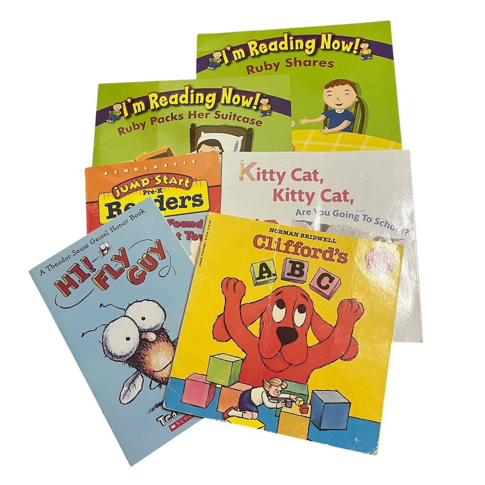 Scholastic Kids Book Lot 6 Clifford ABC Fly Guy I'm Reading Now JumpStart Pre-K